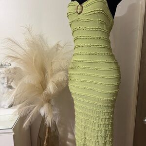 Elegant Green Textured Women's Dress